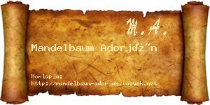 Mandelbaum Adorján névjegykártya